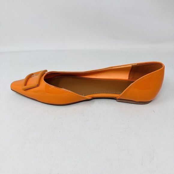 ASOS Legendary Pointed Ballet Flats Patent Orange Spring Summer Shoes US‎ 9 - Picture 1 of 13
